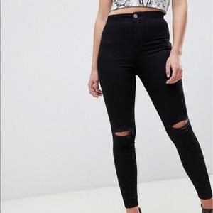 Black High Waist Super Skinny ripped jeans